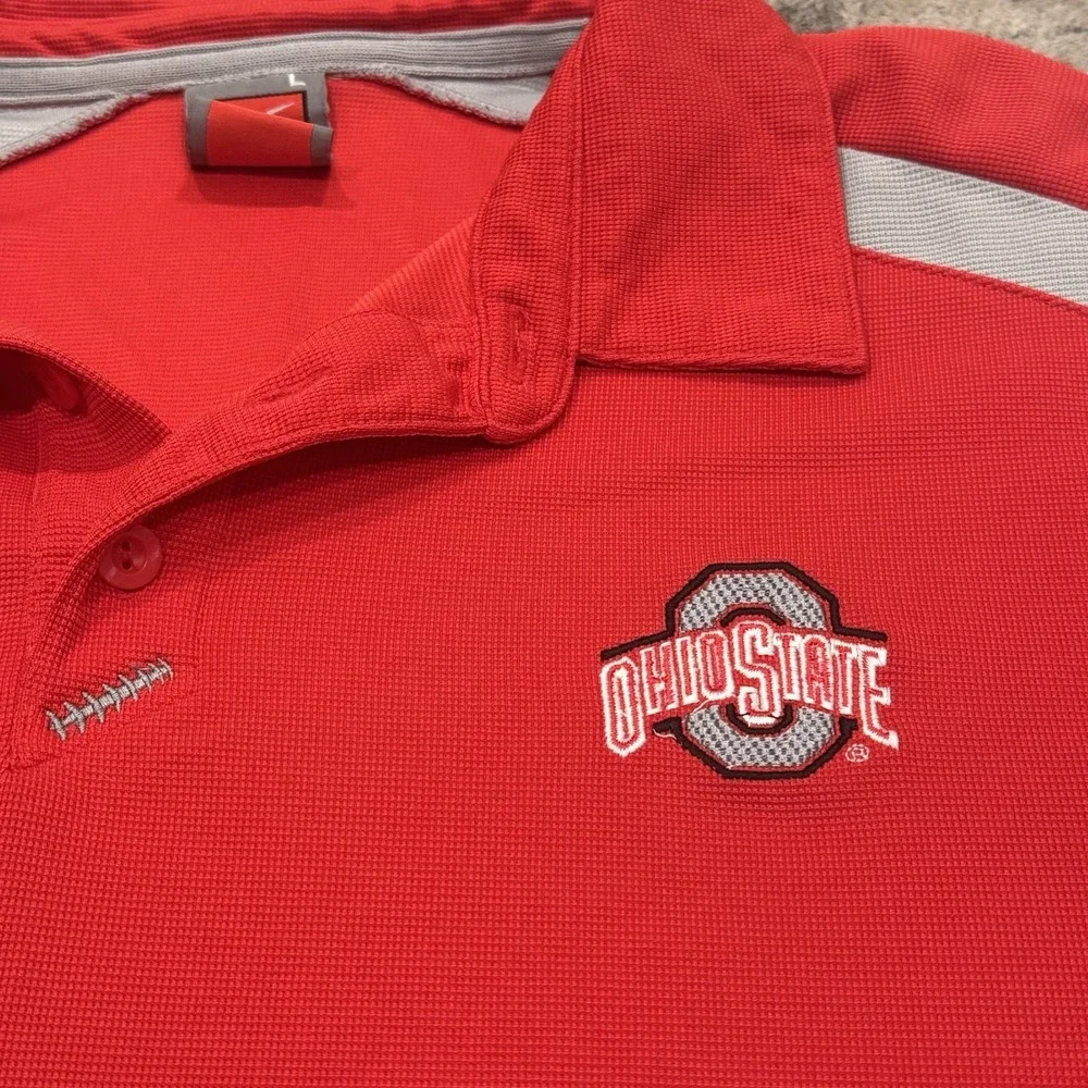 Ohio State Buckeyes Polo‎ Shirt Mens Large Nike Team Fit Dry Red Pullover Golf